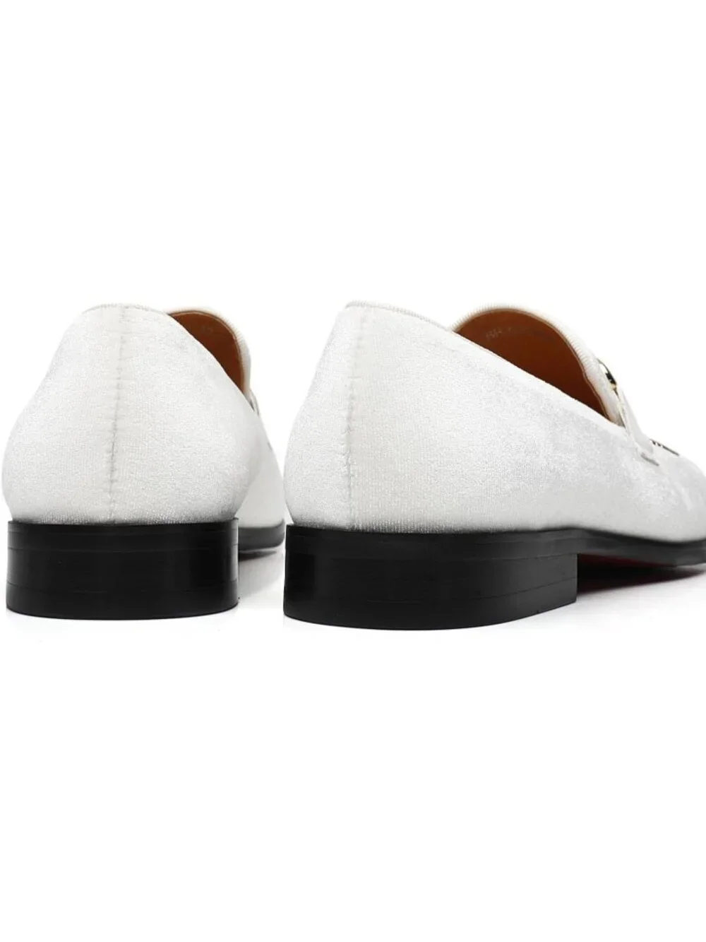 Men's White Velvet Patent Leather Studded Loafers Wedding Prom Party Shoes
